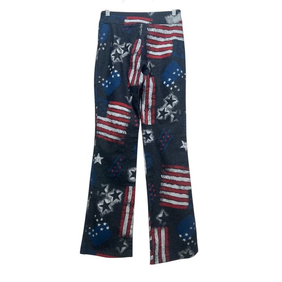 Milio USA Flag Painted Print Flare Pants Women XS 2 Vintage Retro Patriotic Boho - Picture 2 of 12
